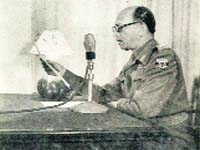 Lieut-Gen K. M. Cariappa (later Field Marshal) delivers a speech from Radio Kashmir, Jammu, on January 31, 1948